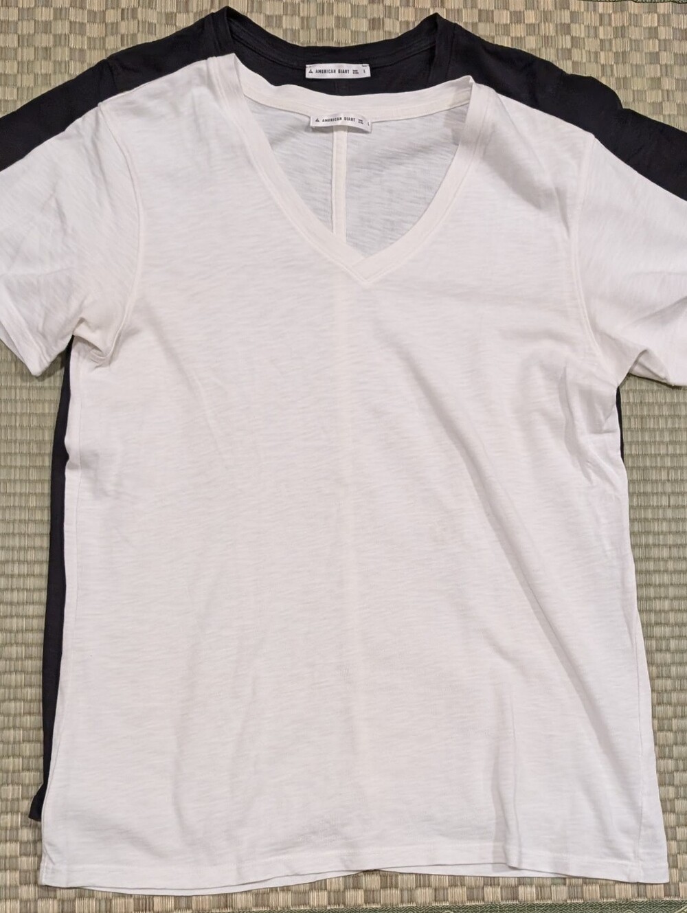 Bundle of 2 American Giant Premium Slub V-neck T-shirts Women's Size Large